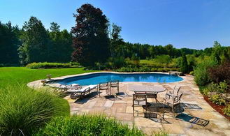 Poolside Patio - Country homes for sale and luxury real estate including horse farms and property in the Caledon and King City areas near Toronto